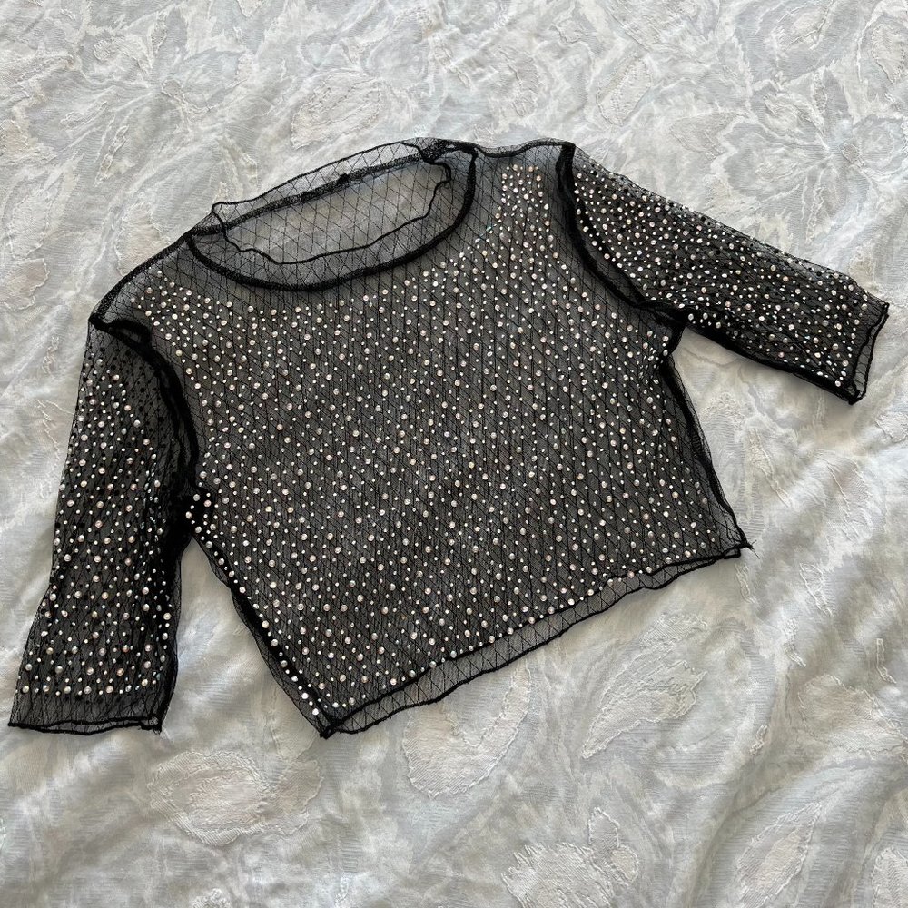 Sheer Crystal Crop Top